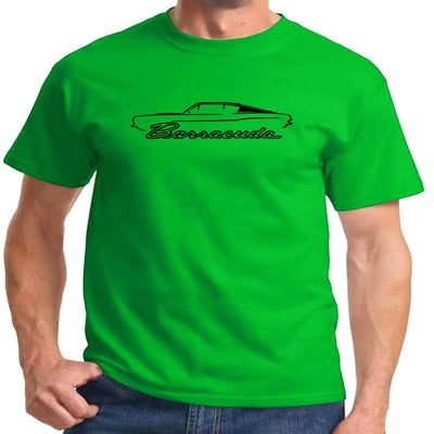 1967 1968 1969 Plymouth Barracuda Fastback Classic Outline Design Print Tshirt XX-Large Lime