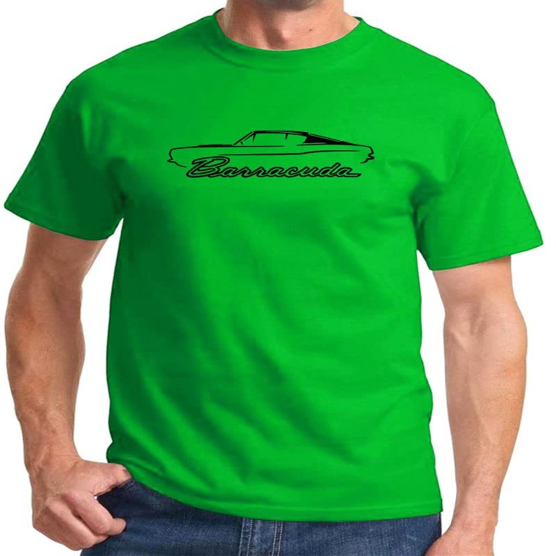 1967 1968 1969 Plymouth Barracuda Fastback Classic Outline Design Print Tshirt XX-Large Lime