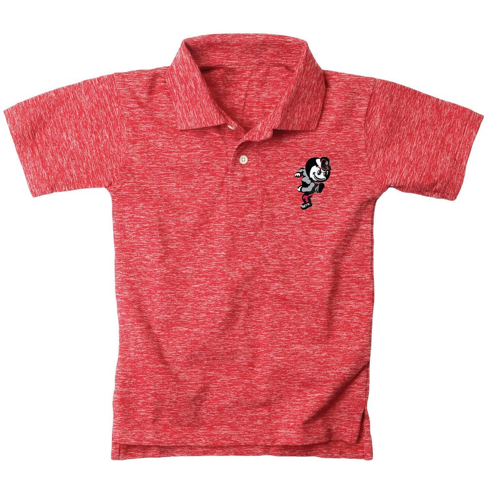 Wes and Willy Youth Boys/Girls Ohio State Buckeyes Red Brutus Short Sleeve Polo Cloudy Yarn X-Large
