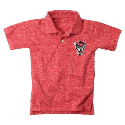 Wes and Willy Youth Boys/Girls NC Wolfpack Red Short Sleeve Polo Cloudy Yarn Medium
