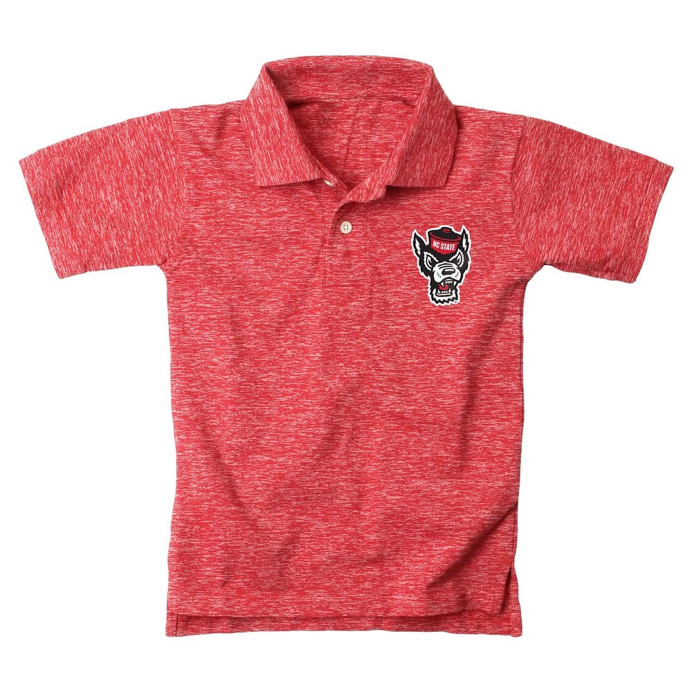 Wes and Willy Youth Boys/Girls NC Wolfpack Red Short Sleeve Polo Cloudy Yarn Medium