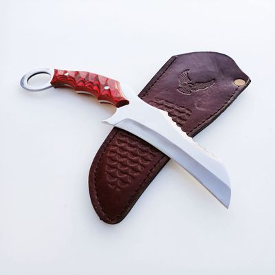Werzalit Handle Custom Karambit Knife with Pocket Sheath-Csgo Knife-Engraved Karambit Knife-Personalized Csgo Knife-Gift For Boyfriend-Tactical Fixed Blade-Extremely Sharp-Outdoor Survival Claw Teeth Knife