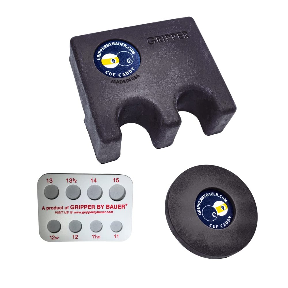Gripper Billiards Bundle (Includes: One (1) Gripper Caddy Slim 2 in Black, one (1) Gripper Cue Tip Gauge and one (1) Pocket Marker in Black)
