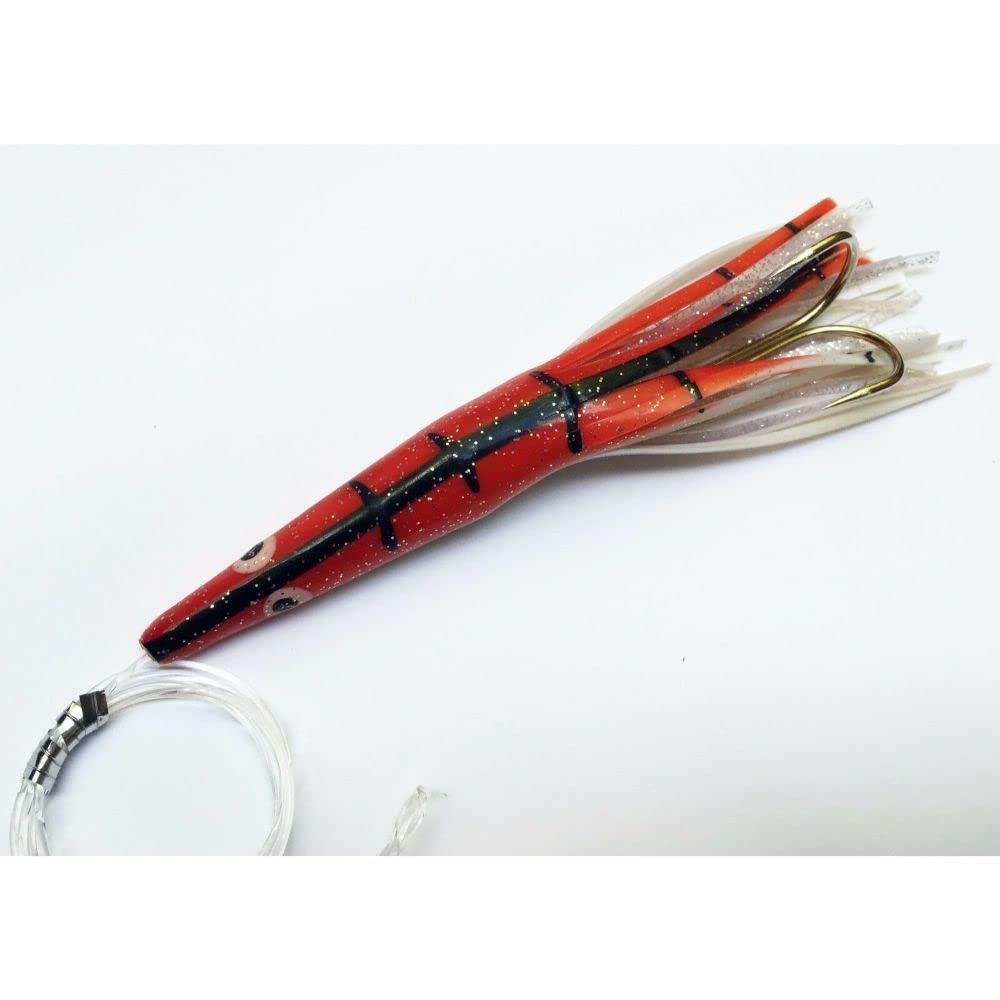 6" Tuna Clone Lure Rigged Double Hook - Red/White