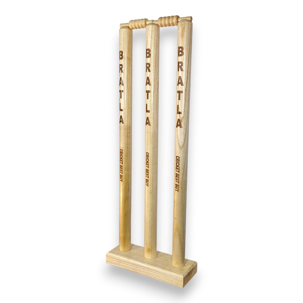 CBB Cricket Wicket Stumps Multi-Surface Placement with Wood Base