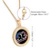 American Flag EMS Star of Life EMT Paramedic Medic Round Diamond Necklace Personalized Pattern Print Pendant With Chain view 2