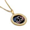 American Flag EMS Star of Life EMT Paramedic Medic Round Diamond Necklace Personalized Pattern Print Pendant With Chain view 3