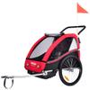 Veelar Bike Trailer & Stroller 2 in 1 Double Seat for Toddlers, Kids, Child Bicycle Carrier Jogger (Red/Black) view 2