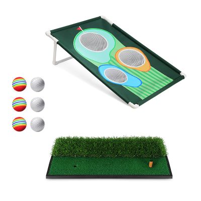 XIMULIZI Golf Three-Hole Cutting Practice Net Portable Multi-Target Cutting Net Children Beginners Golfing Training Hitting Target Mat for Indoor Outdoor Training,2