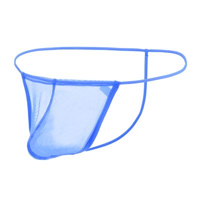Men Sexy Lingerie Nylon Thongs G-String Underwear Briefs Blue