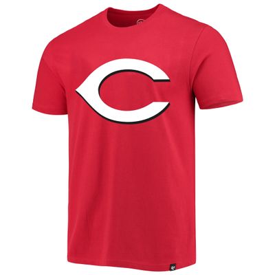 47 MLB Men's Team Color Imprint Primary Logo Word Mark Short Sleeve Baseball T-Shirt - Cincinnati Reds Red Medium