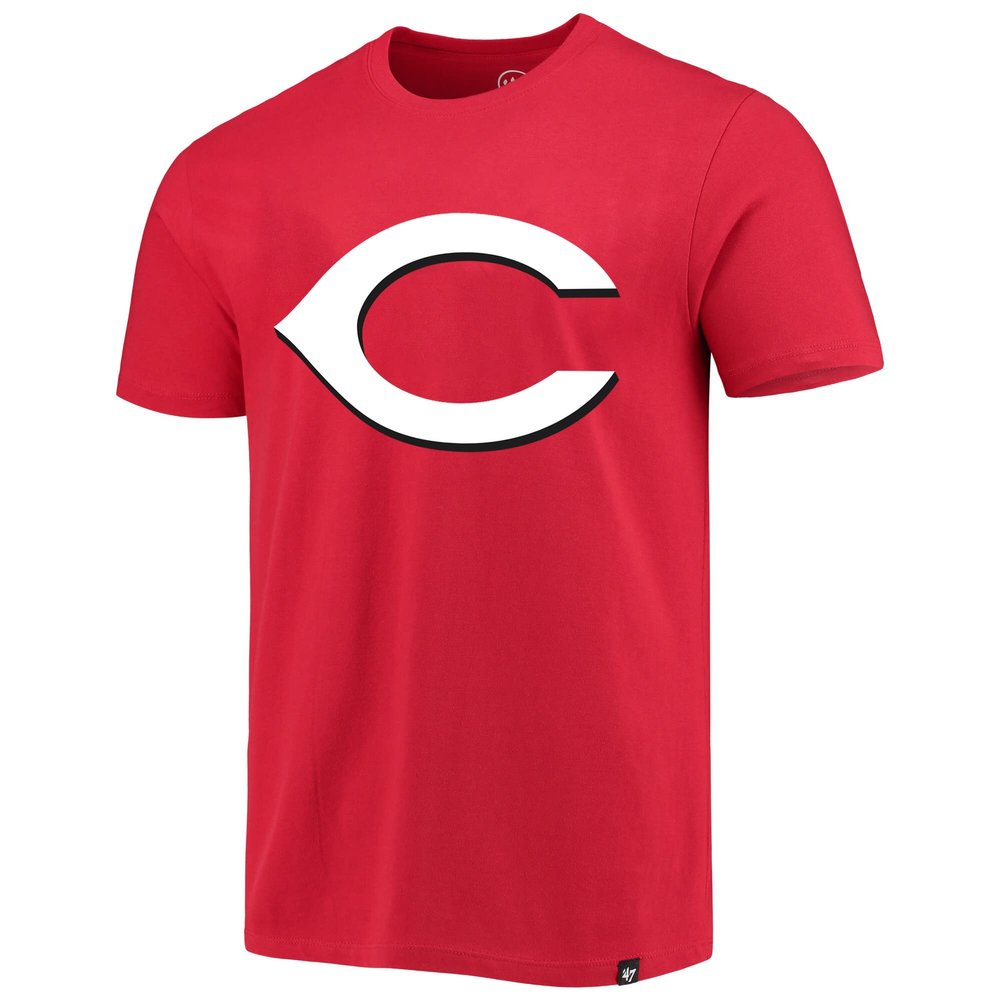 47 MLB Men's Team Color Imprint Primary Logo Word Mark Short Sleeve Baseball T-Shirt - Cincinnati Reds Red Medium