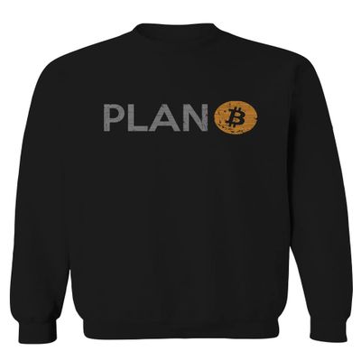 0427. Vintage Plan Bitcoin Crypto Currency Logo BTC Coin Trader Hold IT Men's Crewneck Sweatshirt (Black Medium)
