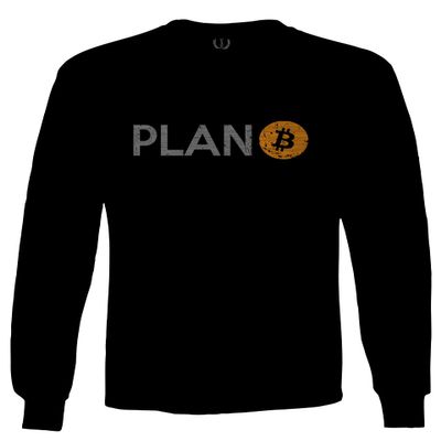 0427. Vintage Plan Bitcoin Crypto Currency Logo BTC Coin Trader Hold IT Men's Long Sleeve t Shirt (Black, Small)