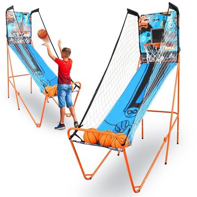 SereneLife Shootout Basketball Arcade Game - Single Hoop Electronic Scorer, LED Display, 8 Game Modes, 3 Balls, Pump & Foldable Frame  Indoor Sport Fun for Kids, Teens & Family Game Nights