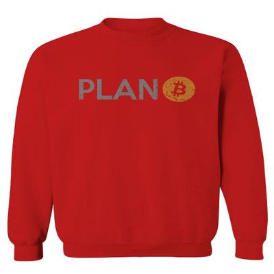 0427. Vintage Plan Bitcoin Crypto Currency Logo BTC Coin Trader Hold IT Men's Crewneck Sweatshirt (Red, Large)