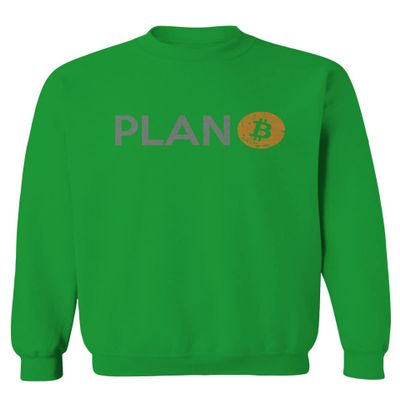 0427. Vintage Plan Bitcoin Crypto Currency Logo BTC Coin Trader Hold IT Men's Crewneck Sweatshirt (Irish Green Large)
