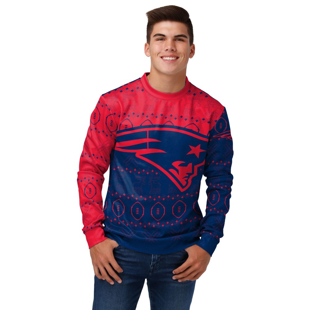 FOCO Men's NFL Printed Primary Logo Lightweight Holiday Sweater, New England Patriots, Large