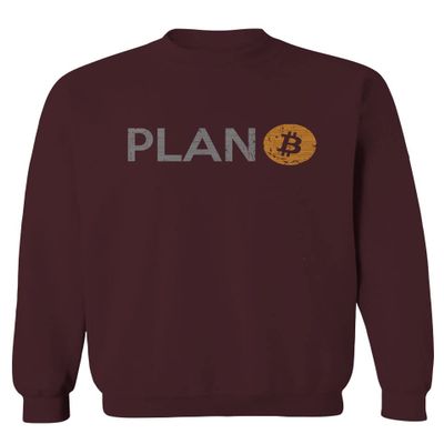 0427. Vintage Plan Bitcoin Crypto Currency Logo BTC Coin Trader Hold IT Men's Crewneck Sweatshirt (Maroon Medium)