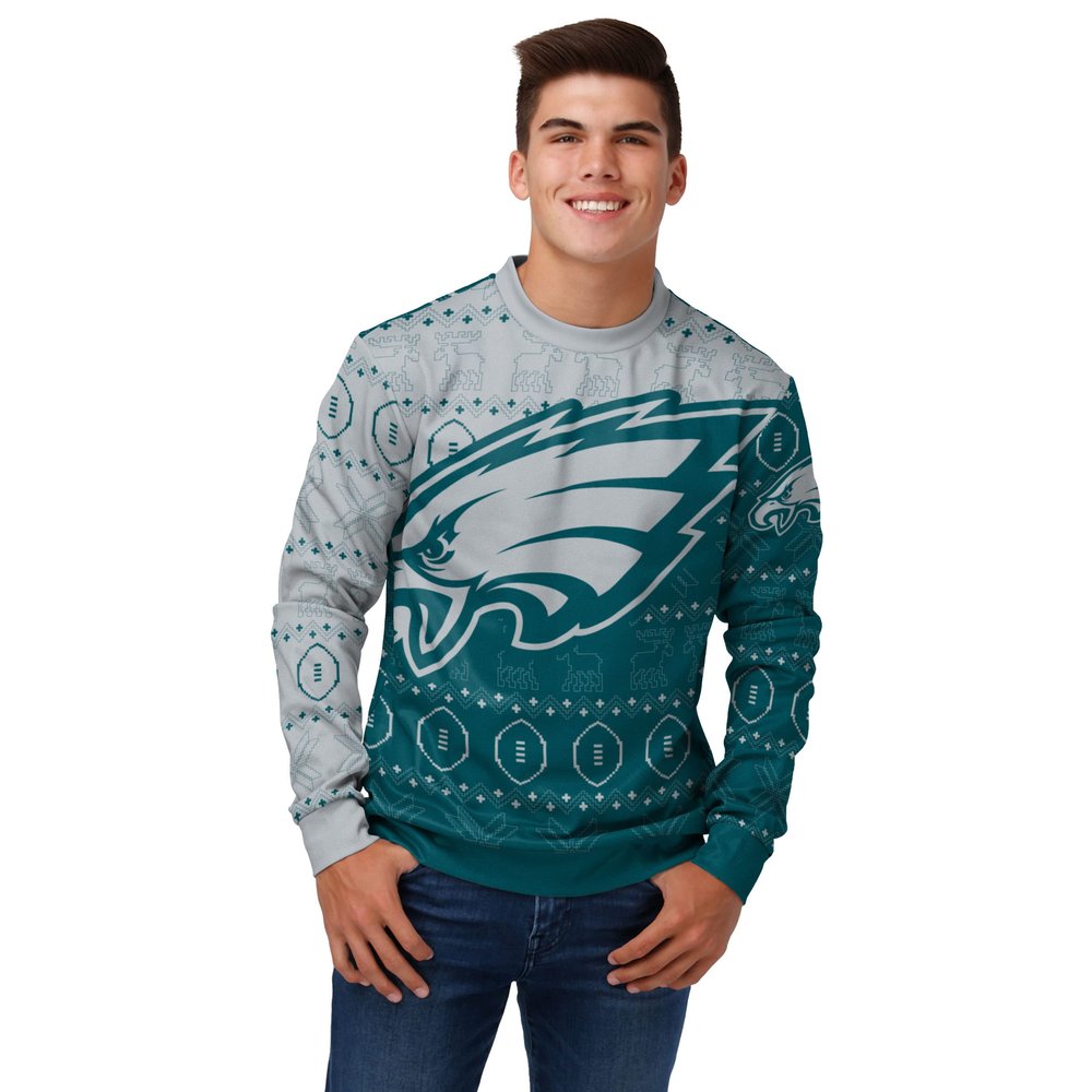 FOCO Men's NFL Printed Primary Logo Lightweight Holiday Sweater, Philadelphia Eagles, X-Large