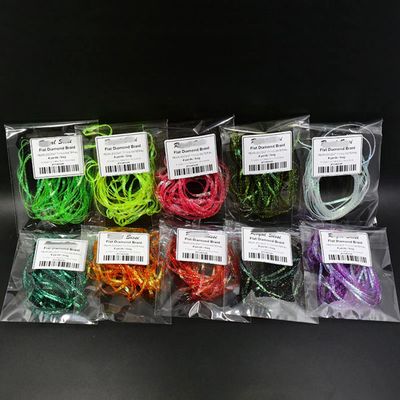 WellieSTR 10color Set Fly Tying Dyed Pearl Braided Lace Flat Diamond Braid Pearlescent Tones Shrimp Back Fly Tying Materials - 4yards/Color