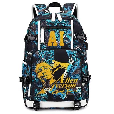 Basketball Player Iverson Multifunction Backpack Travel Daypack Fans Bag (Style 10)