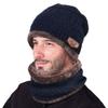 BCDlily Winter Beanie Hat Scarf Set Fleece Lined Thermal Skull Caps Neck Warmer for Men Women (Navy_A) view 1