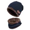 BCDlily Winter Beanie Hat Scarf Set Fleece Lined Thermal Skull Caps Neck Warmer for Men Women (Navy_A) view 2