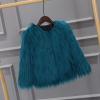 IKevan 2-10 Years Kids Baby Girls Long Sleeve Furry Coat Faux Fur Coat Jacket Winter Thick Warm Fleece Coat Outwear Blue view 2