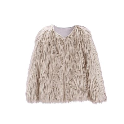 Ikevan 2-10 Years Kids Baby Girls Long Sleeve Furry Coat Faux Fur Coat Jacket Winter Thick Warm Fleece Coat Outwear Gray