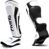 FIVING MMA Martial Arts Shin Guards  Padded, Adjustable Muay Thai Leg Guards with Instep Protection for Kickboxing/MMA Training and Sparring  Durable, Professional MMA Equipment (White, X-Large) view 1