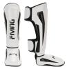 FIVING MMA Martial Arts Shin Guards  Padded, Adjustable Muay Thai Leg Guards with Instep Protection for Kickboxing/MMA Training and Sparring  Durable, Professional MMA Equipment (White, X-Large) view 2