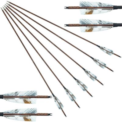 Archery Carbon Arrows 28/29/30/31 Inch 4 Inch Turkey Feather Spine 500 Competition Practice Hunting Target Shooting for Recurve Long Traditional Bow and Compound Bow 6/12Pcs (31 Inch,6 Pcs)