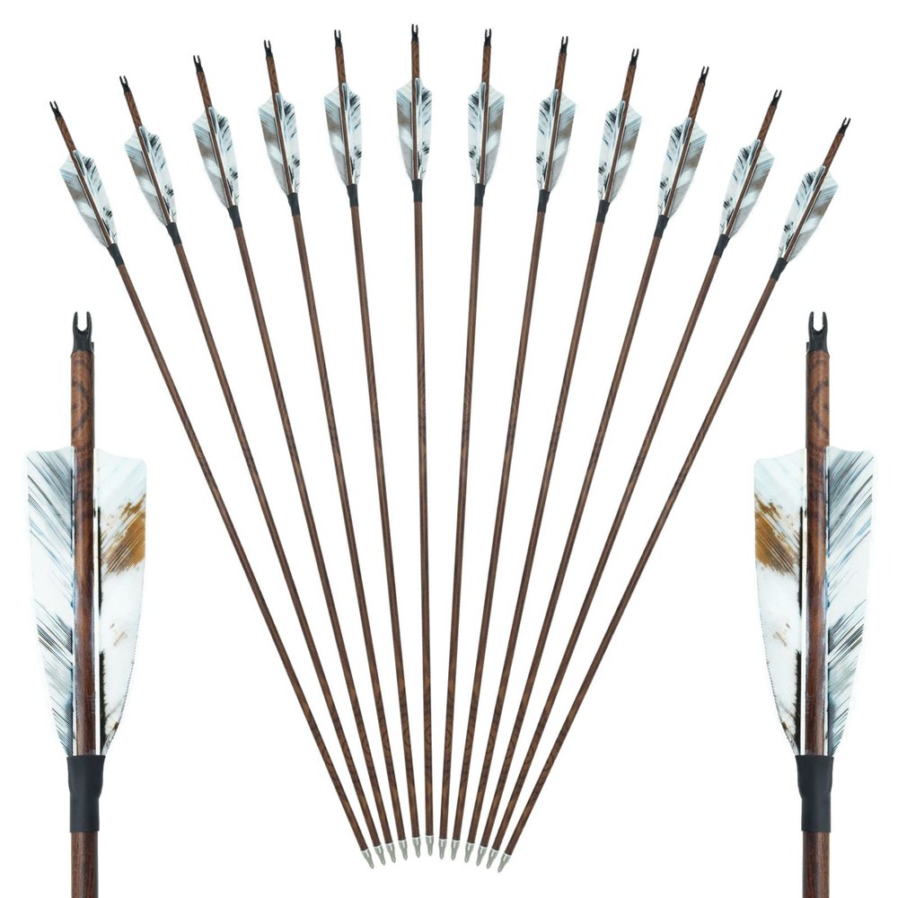 Archery Carbon Arrows 28/29/30/31 Inch 4 Inch Turkey Feather Spine 500 Competition Practice Hunting Target Shooting for Recurve Long Traditional Bow and Compound Bow 6/12Pcs (31 Inch,12 Pcs)