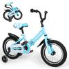 MarKnig 14 Inch Folding Kids Bike for 3-5 yrs Old Boys and Girls, Freestyle Kids Bicycle with Dual Brakes & Flash Training Wheels, Toddler Bicycle for Beginners, Girls Bike in Blue view 1