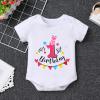 First Birthday Outfit Girl Baby 1st One Year Old Party Cake Smash Set Cotton Short Sleeve Romper Shirt Princess Tutu Tulle Skirt Bowknot Headband 3pcs Photo Shooting Props Hot Pink view 3