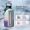 Trebo Water Bottle Insulated with Lid and Straw, Double Wall Vacuum Stainless Steel Metal Tumbler Sports Flask with Paracord Handle, Keep Cold 48 Hours Water Cup with 3 Lids, Hydrangea view 2