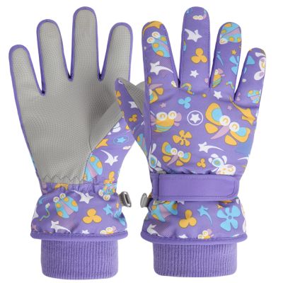 Azarxis Kids Children Snow Gloves Winter Windproof Ski for Snowboarding, Sledding, Cycling (Purple, 4-6 Years Old)