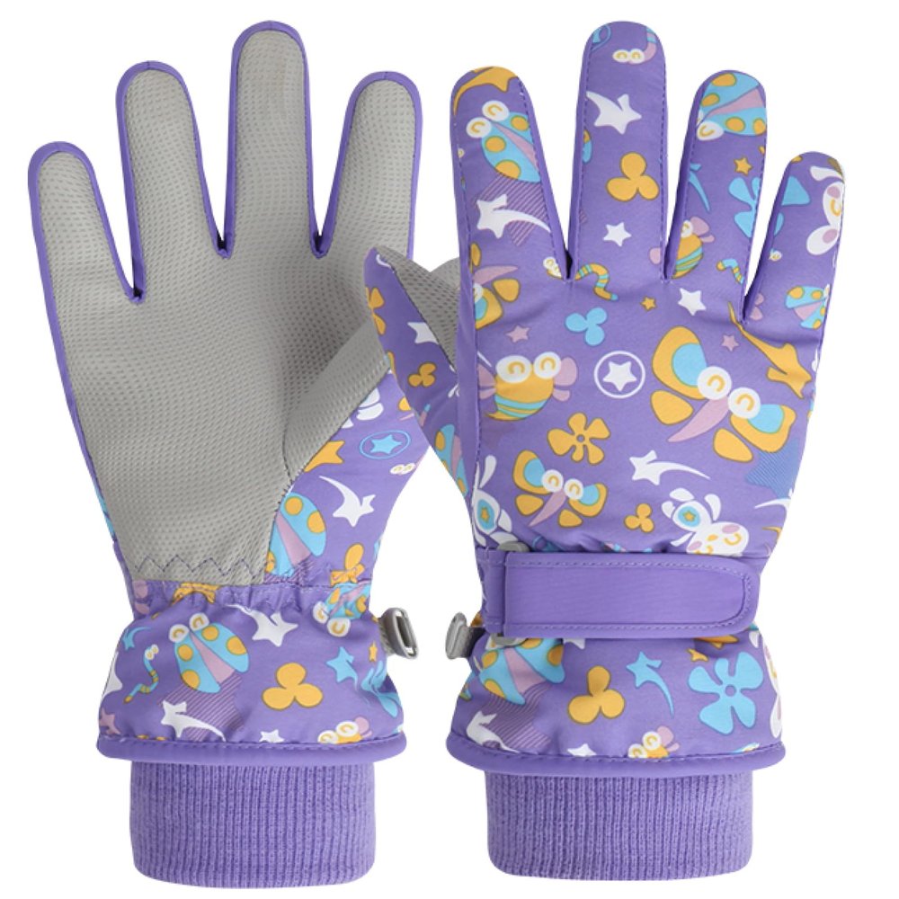 Azarxis Kids Children Snow Gloves Winter Windproof Ski for Snowboarding, Sledding, Cycling (Purple, 4-6 Years Old)