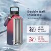 Trebo Insulated Water Bottle 64 oz, Half Gallon Metal Vacuum Water Jug with Paracord Handle and 3 Lids, Leakproof BPA-Free Flask for Gym Sports Hiking Travel, Keep Cold 48 Hours, Ruby Red view 2