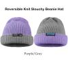 Croogo Knit Beanie Hats for Men Winter Warm Reversible Beanies Unisex Slouchy Chunky Crochet Cable Skull Cap,Purple/Gray-KH35 view 3