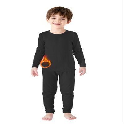 Zando Toddler Thermal Underwear Set for Kids 3T - Toddler Thermal Set 3T Kids Long Johns for Boys Girls Winter Base Layer Fleece Long Underwear for Skiing Cold Weather Sleeping Black Large (100)