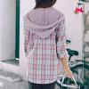 Womens Long Sleeve Plaid Hoodie Jacket Button Down Casual Boyfriend Blouse Shirts Tops Flannel Shirts with Pocket (Light Purple, Small) view 3