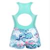 Manyakai Girls Sleeveless Dance Unitards One Piece Gymnastic Leotards Sports Biketard with Shorts Jumpsuit Green Palm Leaf 4 Years view 2