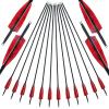 30 inch Carbon Archery Arrows Spine 500 with 4 inch Natural Feathers 100 Grain Removable Tips for Recurve Long Traditional Bow and Compound Bow Targeting and Practice and Hunting 12 Pcs (Red) view 1