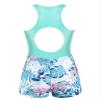 Moggemol Girls Gymnastics Leotards with Shorts Racer Back Hollow Ballet Dance Unitard Biketards Outfits Green Palm Leaf 4 Years view 3