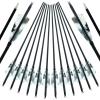 30 inch Carbon Archery Arrows Spine 500 with 4 inch Natural Feathers 100 Grain Removable Tips for Recurve Long Traditional Bow and Compound Bow Targeting and Practice and Hunting 12 Pcs (White) view 1
