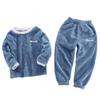 Aislor Toddler Kids Boys Girls Velvet Cute Ear Hoodie Hooded Tracksuit Sweatshirt Pullover Top with Sweatpants Outfit Blue 1 7-8 Years view 1
