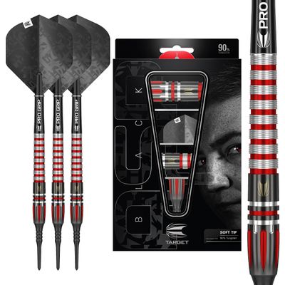 Target Darts Nathan Aspinall 18G Black Edition 90% Tungsten Soft Tip Darts Set