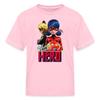Spreadshirt Miraculous Merchandise Be Your Own Hero Ladybug Cat Noir Kid's T-Shirt, S, Pink view 1